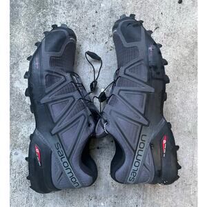 Salomon Mens Speedcross 4 Black Grey Trail Running Shoes Size 8.5 US